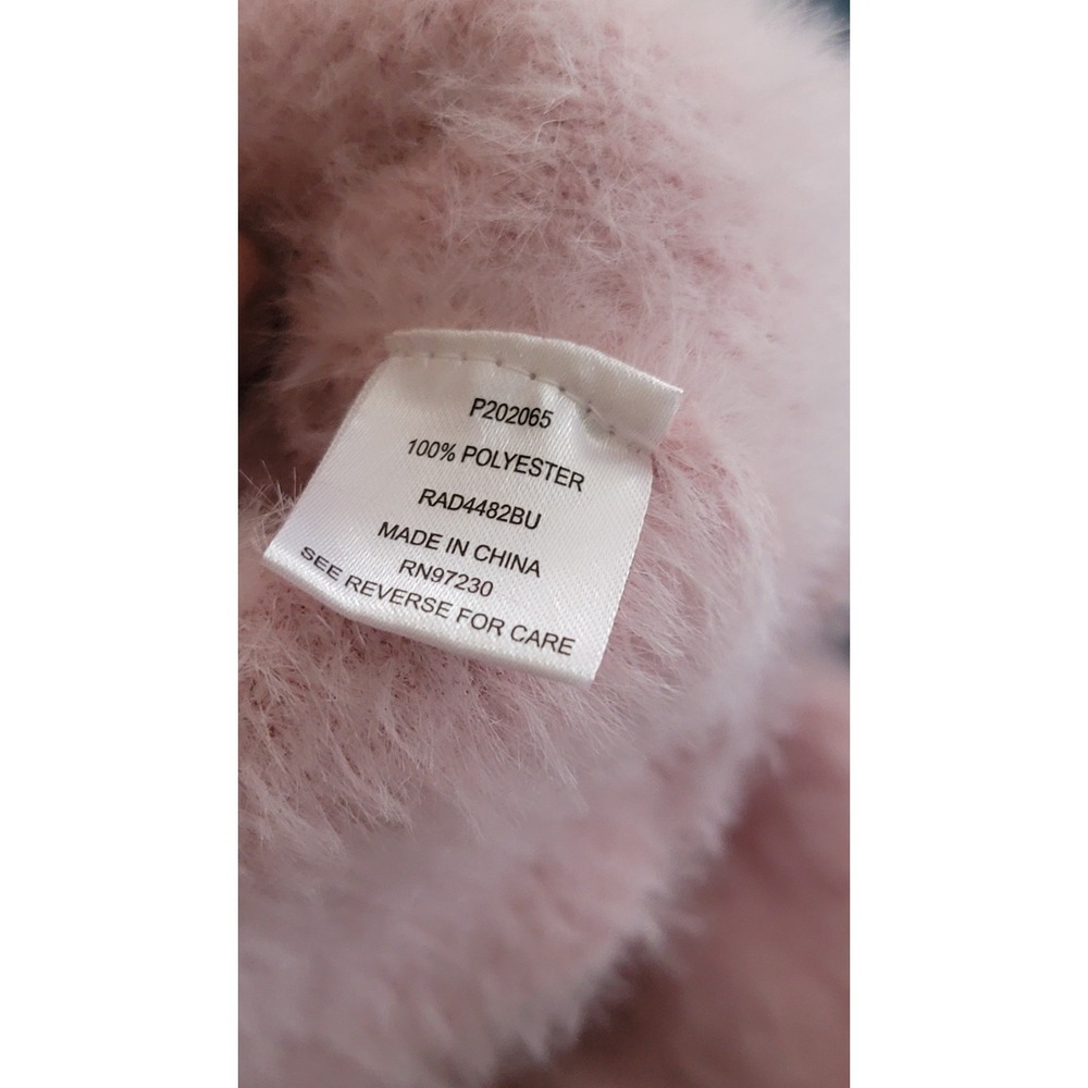 Almost Famous Fuzzy Knit Cropped Sweater Baby Pink Crew‎ Neck Long Sleeve Size S - Picture 7 of 7